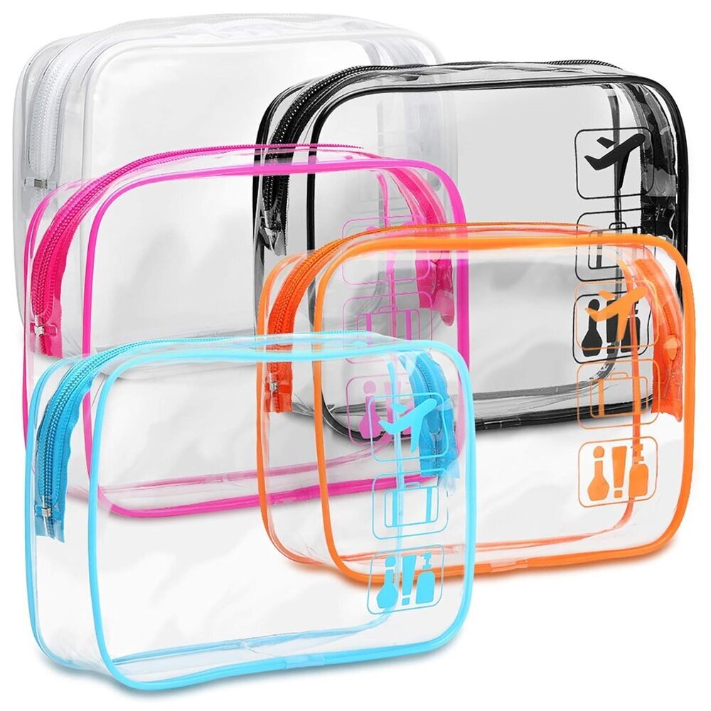 TSA Approved Toiletry Bag - 5 Pack Clear Toiletry Bags Quart Size Travel Bag, Cl